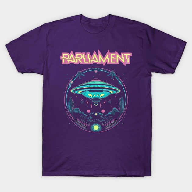 Parliament Funkadelic Retro Mothership UFO Rock Funk Throwback T-Shirt by robotbasecamp